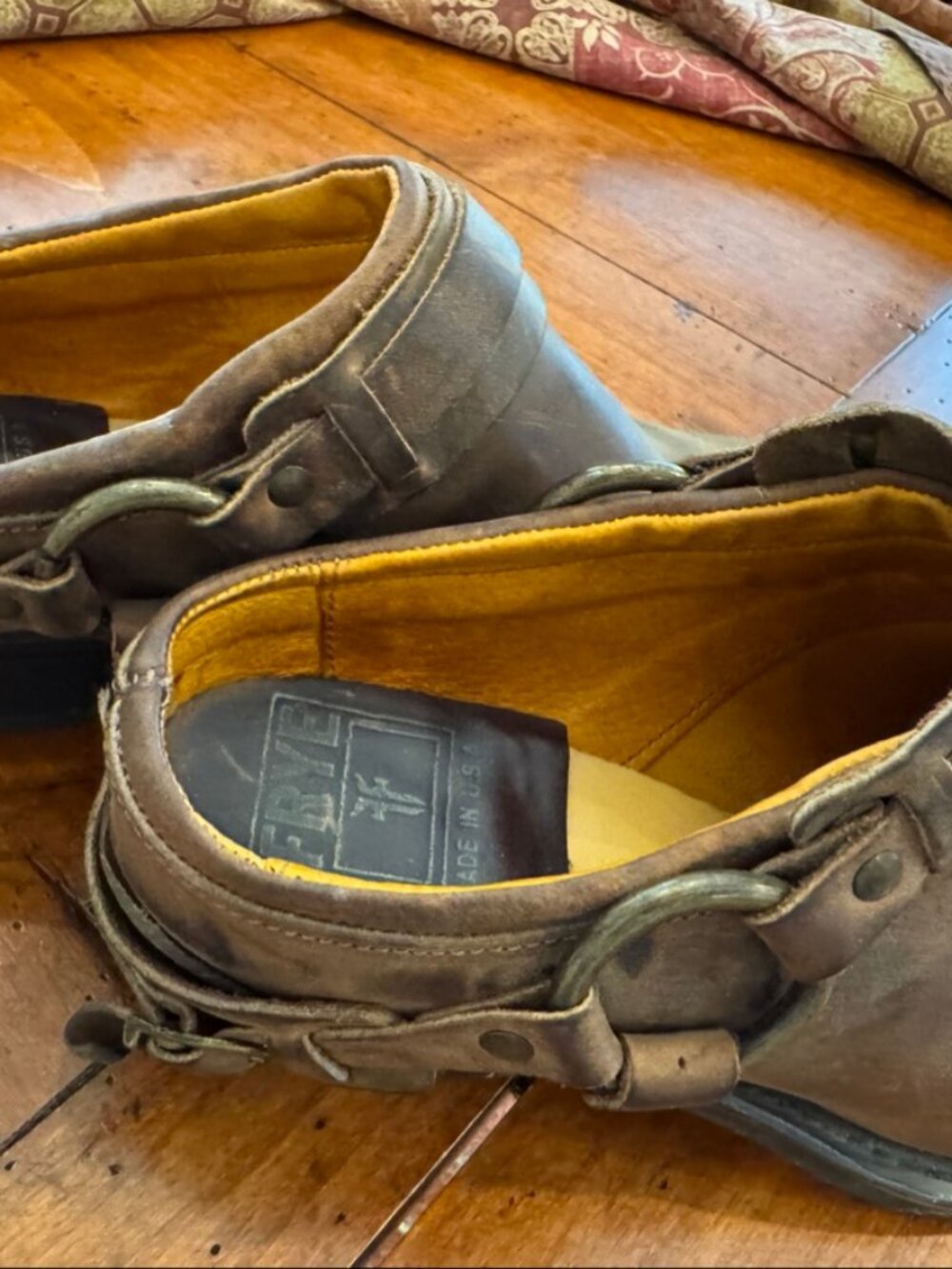 Frye Women's Brown Leather Harness Square Toe Ankle Booties Size 10
